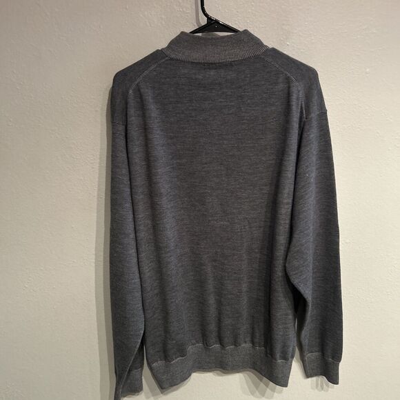 Peter Millar Mens XXL 100% Merino Wool Gray 1/4 Zip Pullover - Picture 4 of 7
